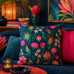 tropical ohia lehua and plumeria cushion