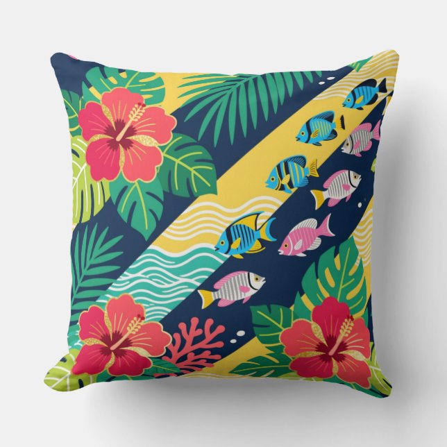 Tropical Okinawa Bingata Inspiration Cushion (Front)