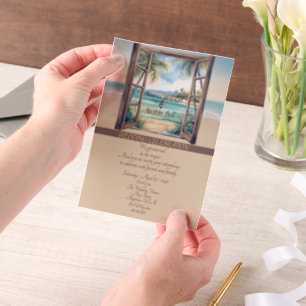 Tropical Open Window Ocean Beach Vellum Invitations