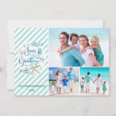Tropical or Nautical SEAsons Greetings | Stripe Holiday Card (Front)