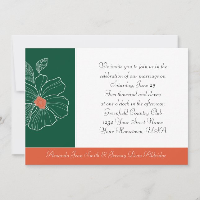 Tropical Orange and Green Wedding Invitation (Front)