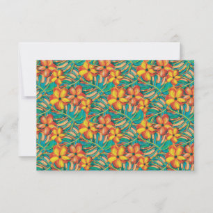 Tropical Orange and Yellow Floral Wedding RSVP Card