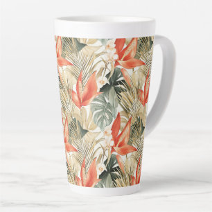 Tropical Orange Anthurium Floral Jungle   Latte Mug