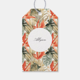 Tropical Orange Anthurium Floral Wedding Gift Tags