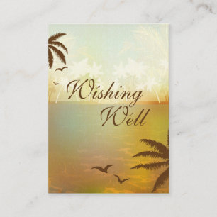 Tropical Orange Beach Wedding Wishing Well Cards