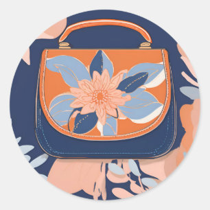 Tropical Orange Blue AI art  Classic Round Sticker
