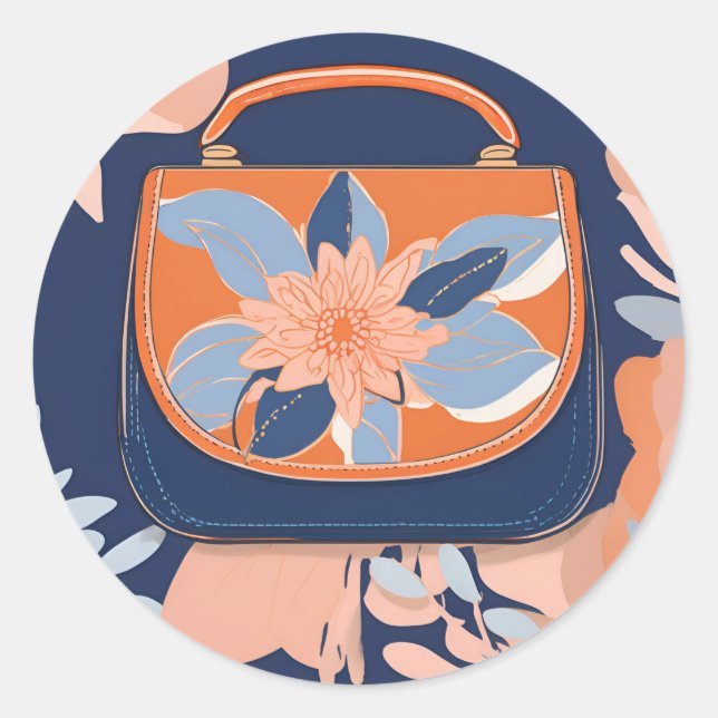 Tropical Orange Blue AI art  Classic Round Sticker (Front)