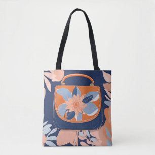 Tropical Orange Blue AI art Tote Bag