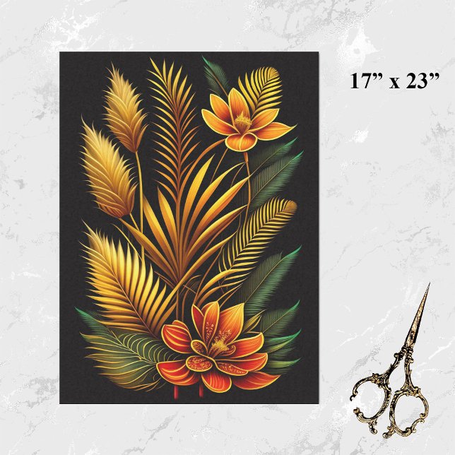 Tropical Orange Floral Artwork Large Tissue Paper (Creator Uploaded)