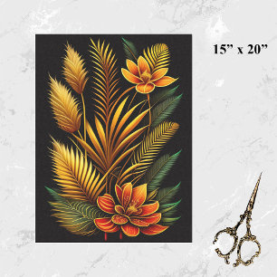 Tropical Orange Floral Artwork Tissue Paper