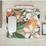 Tropical Orange & Flowers Watercolor Pattern Mouse Pad<br><div class="desc">Tropical Orange & Flowers Watercolor Pattern</div>