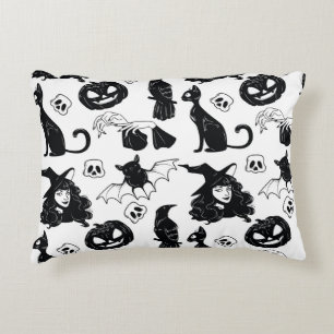 Tropical Orange Grey: Vintage Pattern Decorative Cushion