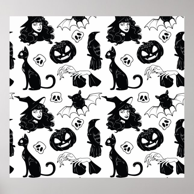 Tropical Orange Grey: Vintage Pattern Poster (Front)