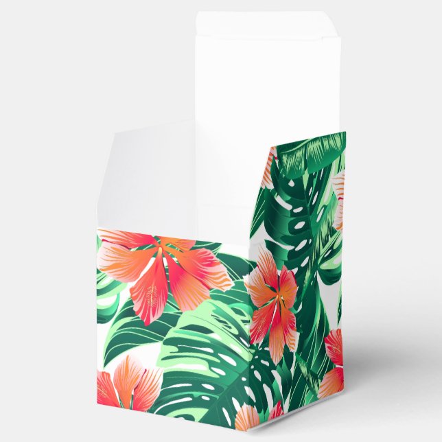 Tropical orange hibiscus favour box (Opened)
