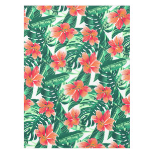 Tropical orange hibiscus tablecloth