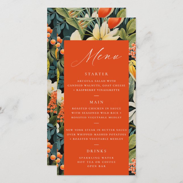 Tropical Orange Paradise Menu (Front/Back)