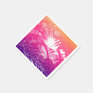 Tropical Orange, Pink, & Purple Palm Fronds Napkin