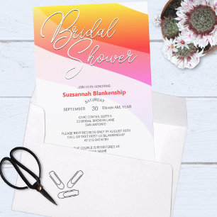 Tropical Orange Pink Shaded Horizontal Streams  In Invitation