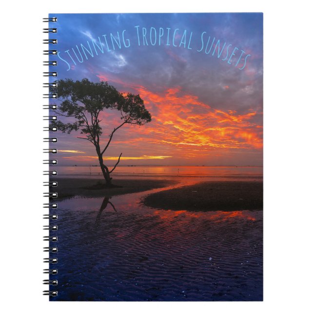 Tropical Orange Sunset Spiral Notebook (Front)