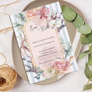 Tropical Orchid Arch Wedding Save the Date Announcement