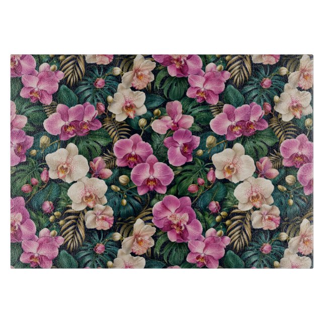 Tropical Orchid Botanical Elegance Cutting Board (Front)