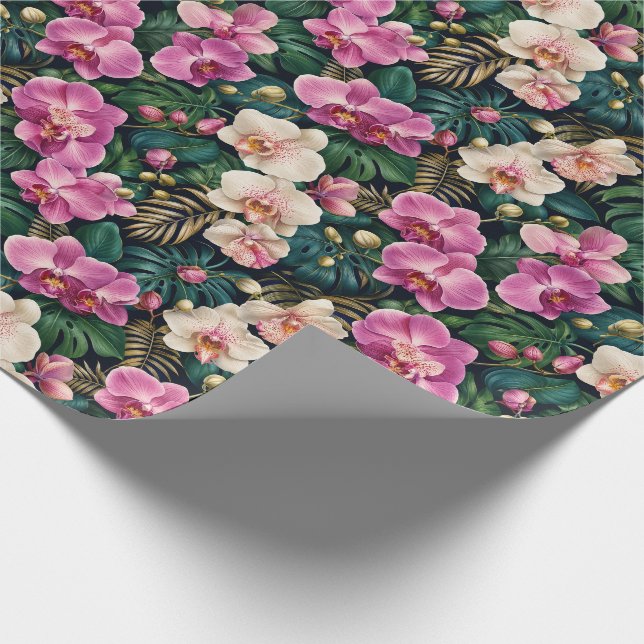 Tropical Orchid Botanical Elegance Wrapping Paper (Corner)