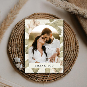 Tropical Orchid Botanical Wedding Photo Thank You Card