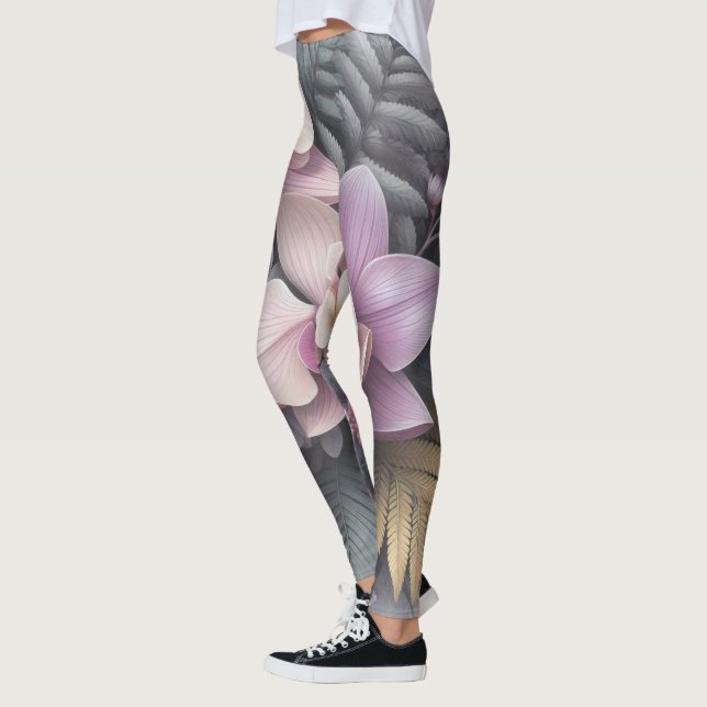 Tropical Orchid Elegance Leggings (Left)