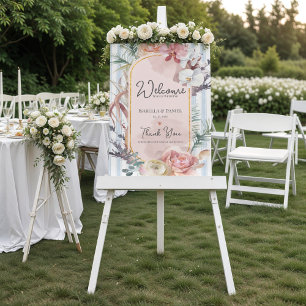 Tropical Orchid Floral Destination Wedding Welcome Poster