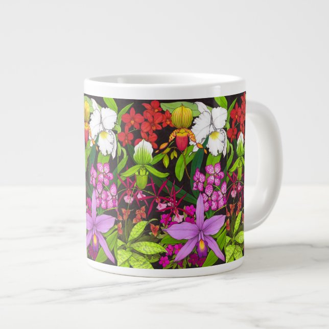 Tropical Orchid Floral Garden Jumbo Mug (Front Right)