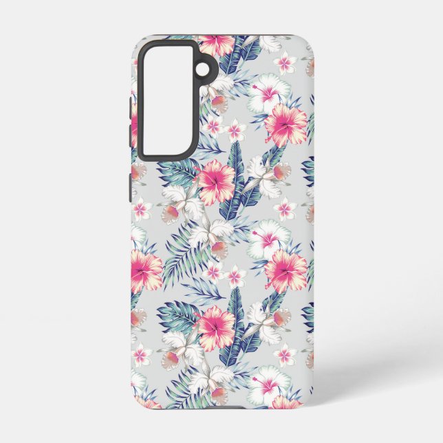 Tropical Orchid Floral Pattern Samsung Galaxy S21 Case (Back)