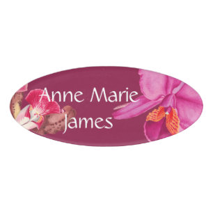 Tropical Orchid Flowers Floral Name Tag