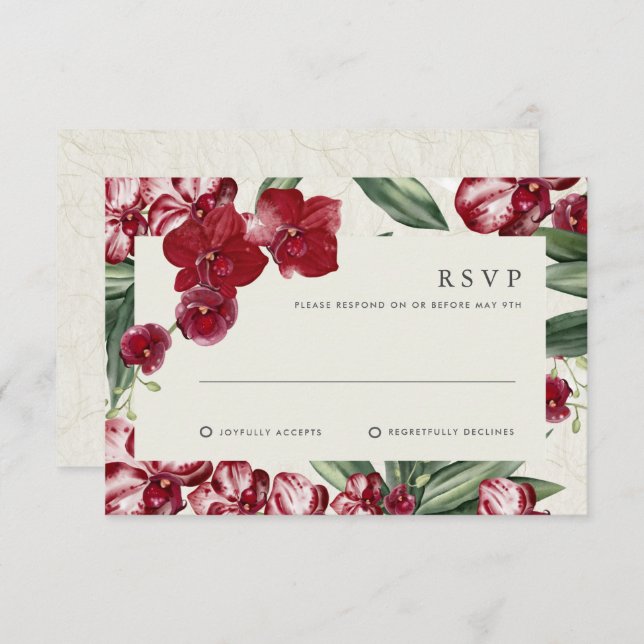 Tropical Orchid Hawaiian Island Wedding Invitation (Front/Back)