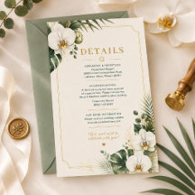 Tropical Orchid Luxury Wedding Details Card