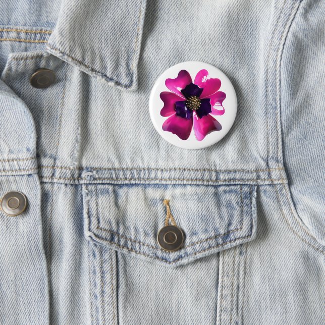 Tropical Orchid MOD Retro Groovy Hawaii Flower 6 Cm Round Badge (In Situ)