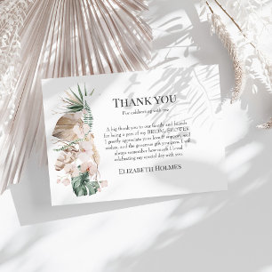 Tropical Orchid & Monstera Bridal Shower Thank You Card