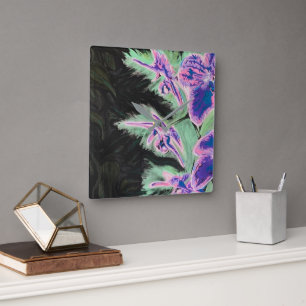 'Tropical Orchid' Painting on a Square Wall Clock