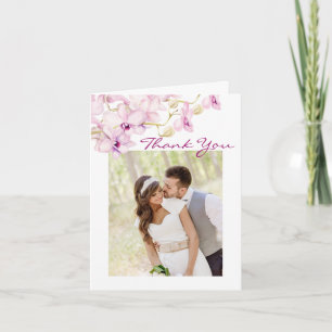 Tropical Orchid Photo Wedding Thank You Card