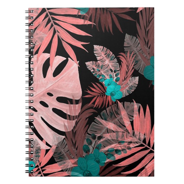 Tropical Orchid Watercolor Seamless Pattern Notebook (Front)
