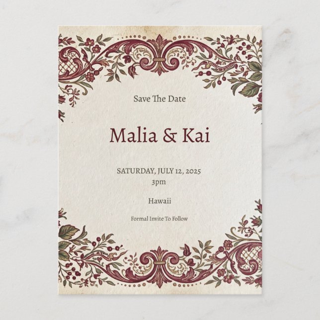 Tropical Orchid Wedding Announcement Postcard (Front)