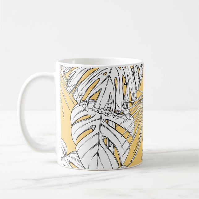 Tropical Orchids: Engraving Vintage Pattern Coffee Mug (Left)