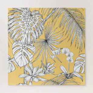 Tropical Orchids: Engraving Vintage Pattern Jigsaw Puzzle
