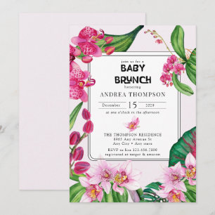 Tropical Orchids Pink Floral Baby Shower Invitation