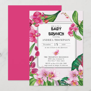 Tropical Orchids   Pink Floral Baby Shower Invitation