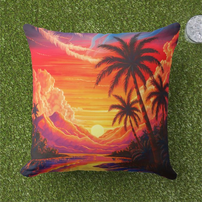 Tropical Outdoor Throw Pillow (Grass)
