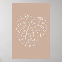 Tropical outline drawing. Monstera leaf