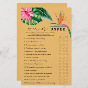 Tropical - Over or under bridal shower game