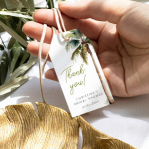 Tropical Palm And Beach Bridal Shower Thank You Gift Tags