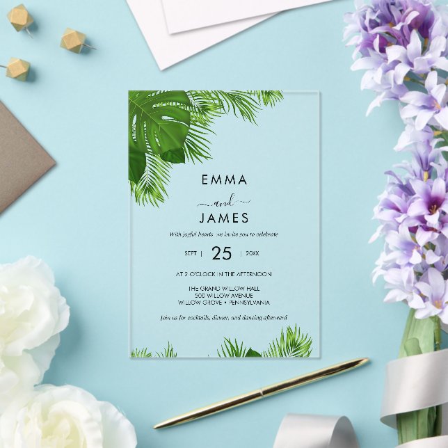 Tropical Palm Beach Acrylic Invitation (Insitu (Wedding))