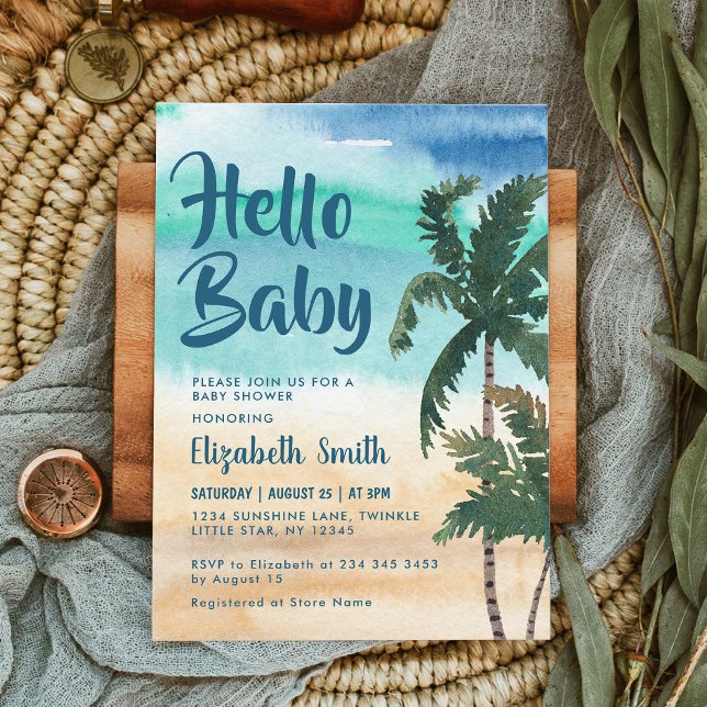 Tropical Palm Beach Baby Shower  Invitation (Creator Uploaded)